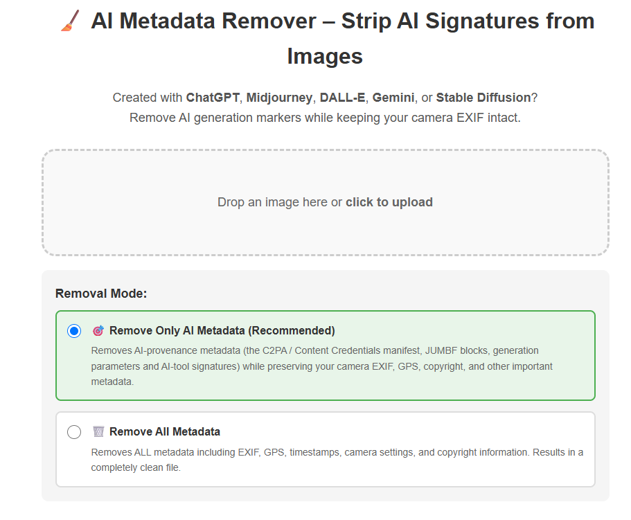 Exifreader Metadata Cleaner